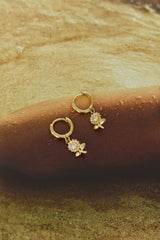 18 Ayar Altın Kaplama Opalescent Gül Küpe Altın