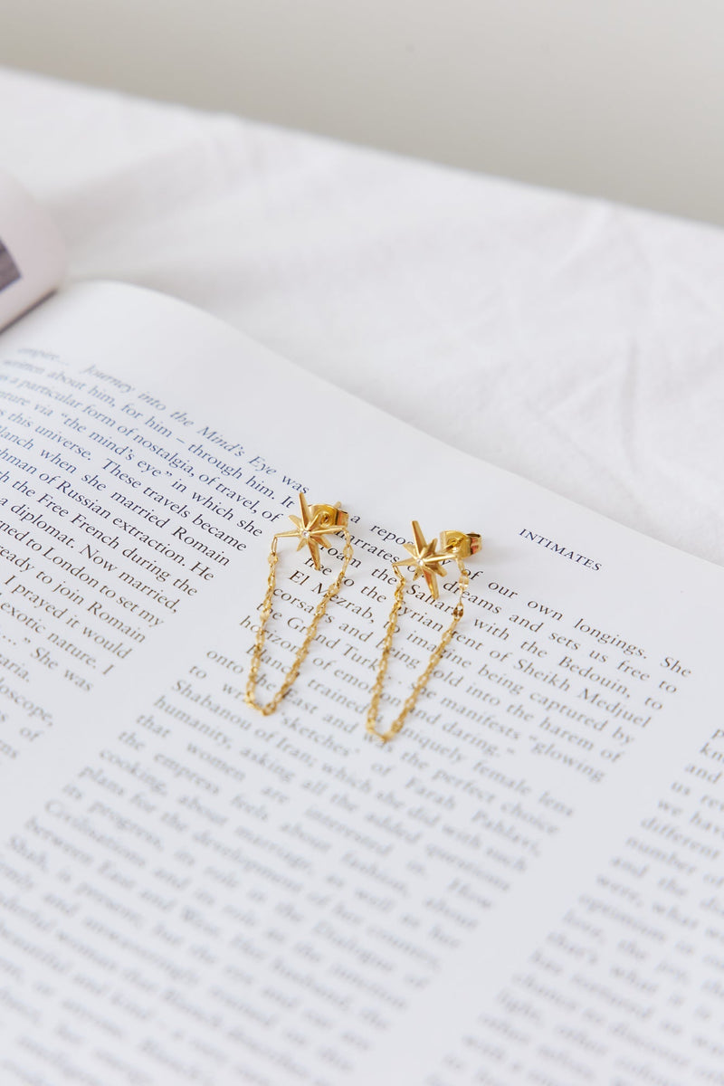 18 Ayar Altın Kaplama Yıldız Malzeme Küpe