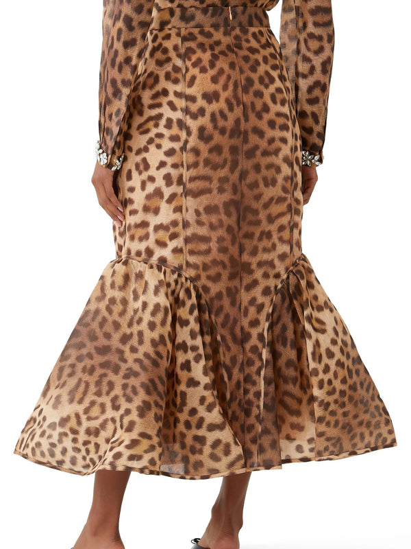 Leopard Panelled Pencil Skirt