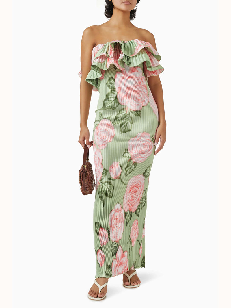 Premiere Pleated One-shoulder Gown