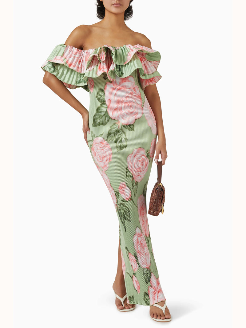 Premiere Pleated One-shoulder Gown