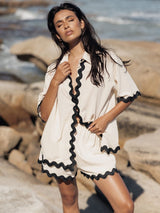 Basit Hırka Dalgalı Dikiş Seti