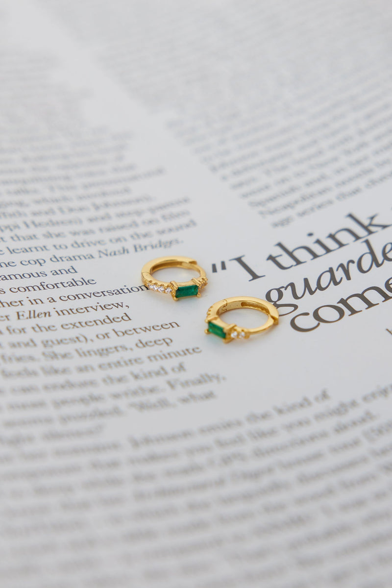 18 Ayar Altın Kaplama Gözler Ruha Küpe Zümrüt