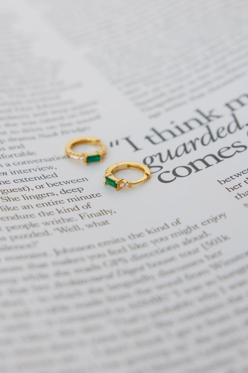 18 Ayar Altın Kaplama Gözler Ruha Küpe Zümrüt