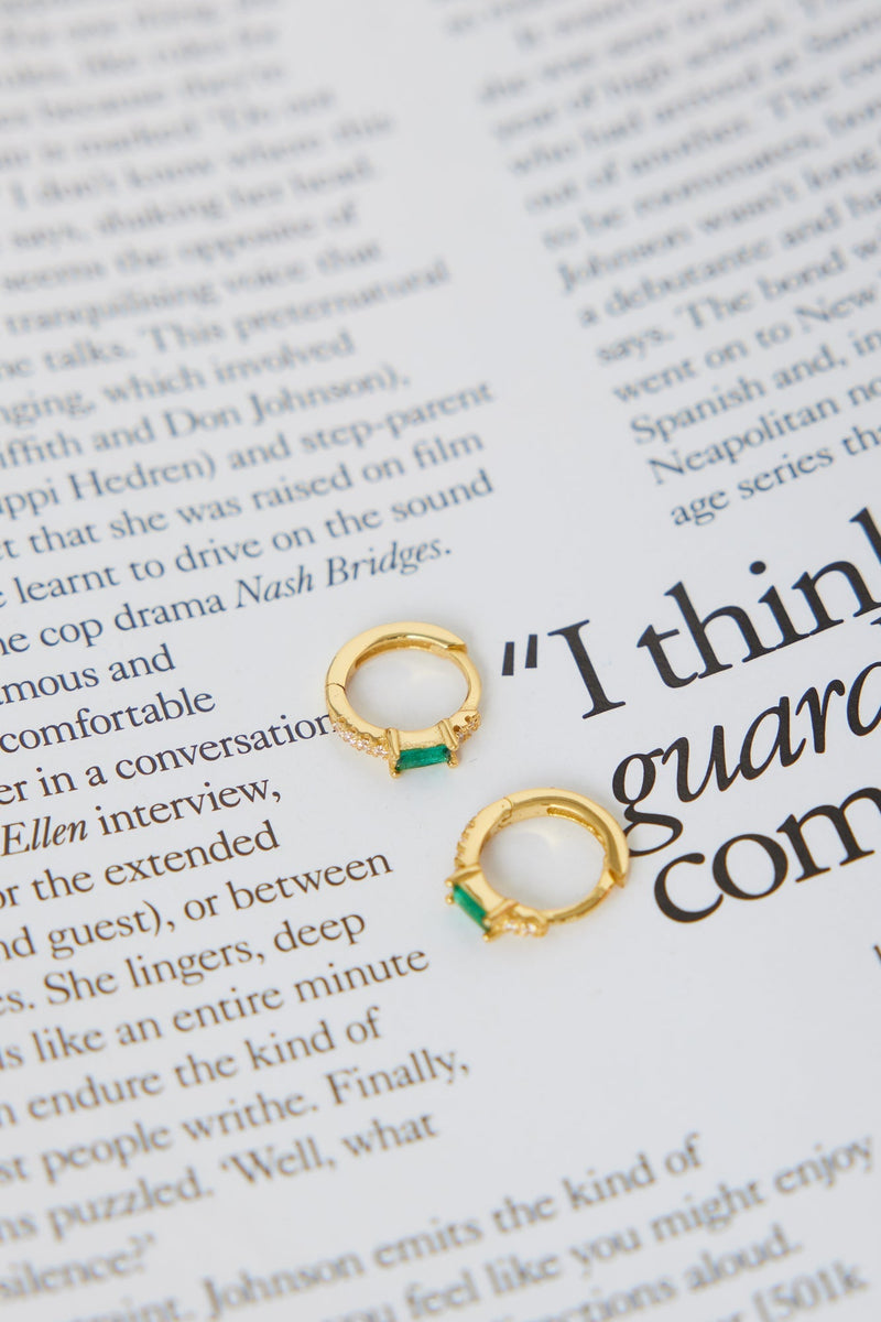 18 Ayar Altın Kaplama Gözler Ruha Küpe Zümrüt