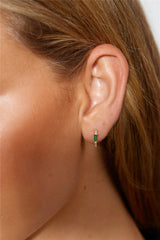 18 Ayar Altın Kaplama Gözler Ruha Küpe Zümrüt