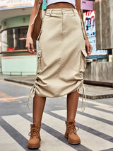 Bağcıklı Kot Kargo Etek