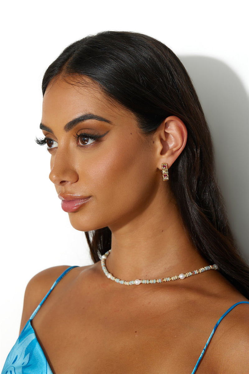 18 Ayar Altın Kaplama Gorg Taşlı Küpe Altın