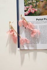 18 Ayar Altın Kaplama Çiçekli Yapraklı Küpe Altın