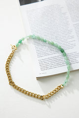 18 Ayar Altın Kaplama Gizli Harfli Kolye Altın Yeşil