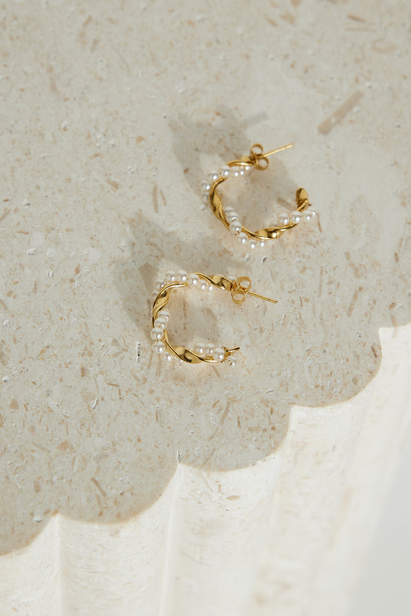 18 Ayar Altın Kaplama Egzotik İnci Küpe Altın