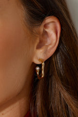 18 Ayar Altın Kaplama Moda Kenar Halkalı Küpe Altın