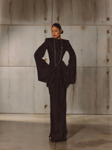 Gothic Style High Neck Dramatic Sleeves Maxi Dress
