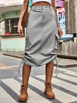 Bağcıklı Kot Kargo Etek