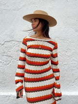 Çizgili Örgü Plaj Örtüsü