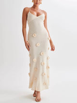 Örme Çiçekli Maxi Elbiseler