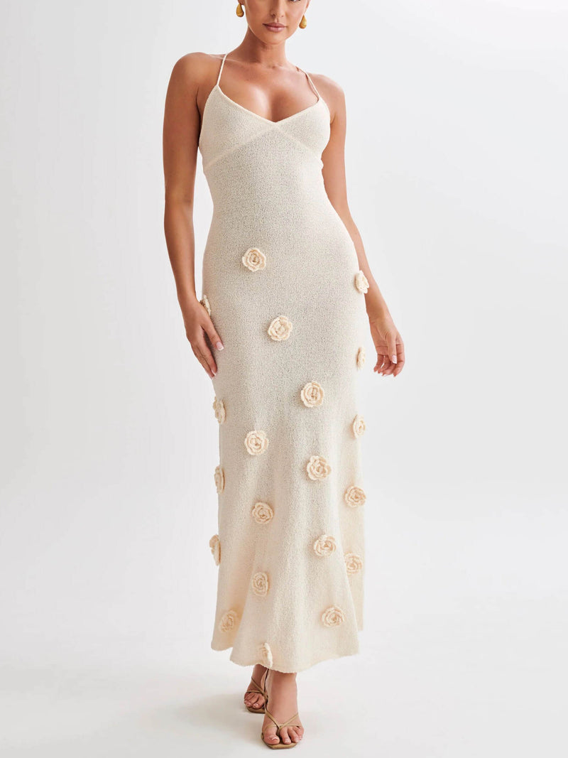 Örme Çiçekli Maxi Elbiseler