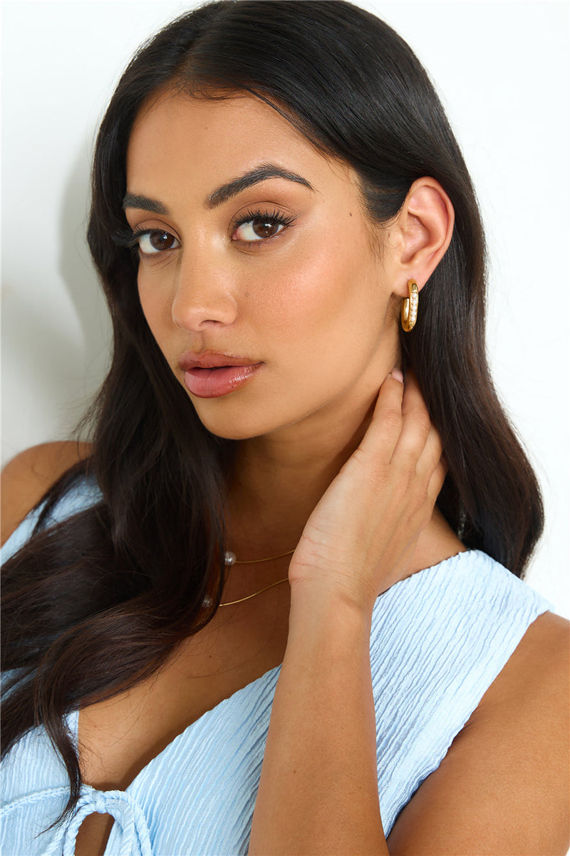 18 Ayar Altın Kaplama Boğucu Halka Küpe Altın