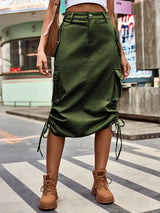 Bağcıklı Kot Kargo Etek