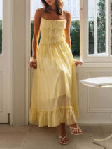 Zarif Düşük Omuz Askılı Patchwork Elbise