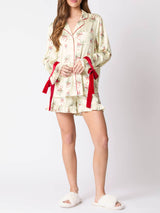 Şenlikli Mistletoe Desenli Papyonlu Pijama Takımı