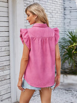 Volan Kollu Düğmeli Kot Gömlek