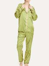 Vintage Yeşil Çizgili Uzun Kollu Pijama Takımı