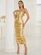 Fırfırlı Spagetti Askılı Akşam Elbisesi