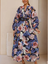 Relaxed Belted Puff Sleeve Dress