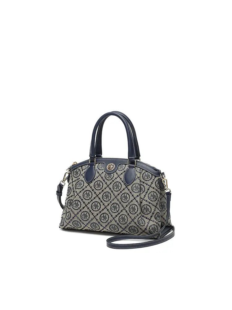 Star Detail Top Handle Tote Crossbody Bag