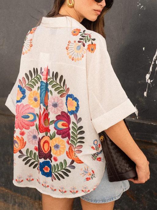 Carla Floral Print Short-Sleeved Shirt