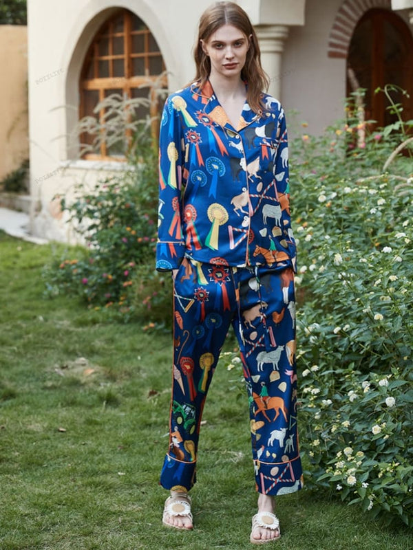 Şirin Çizgi Film Hayvan Desenli Uzun Kollu Pijama Takımı