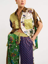 Özel Halk Desenli Bol Paça Pantolon Takım