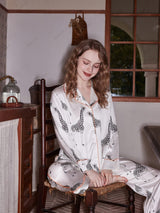 Buz İpek Uzun Kollu Salaş Günlük Giyim - Zürafa Desenli