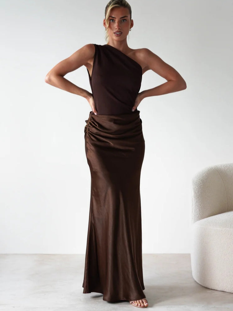 Asymmetric Neckline Sleeveless Dress