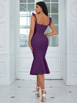 Seksi Askılı Volanlı Etek Elbise