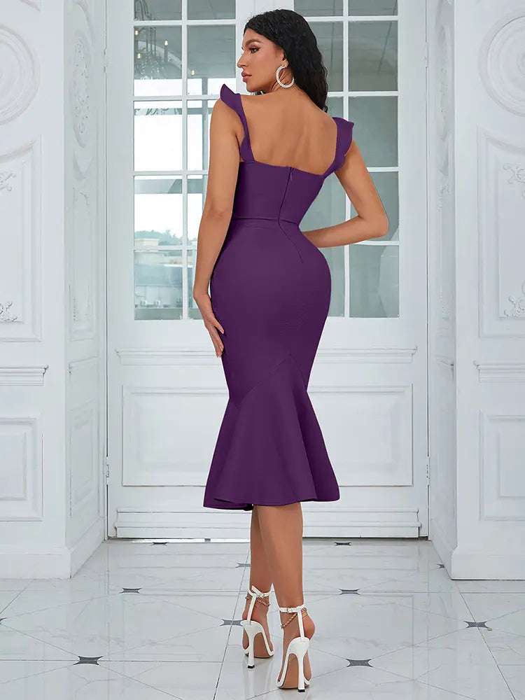 Seksi Askılı Volanlı Etek Elbise