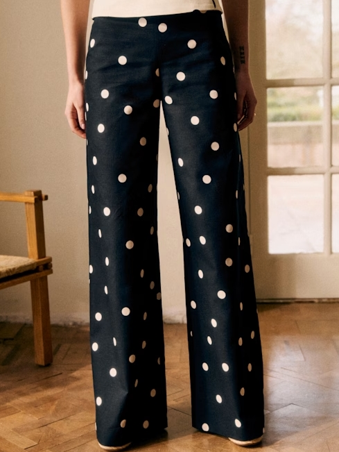 Downey Contrasting Polka Dots Pants Set