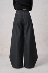 Swinging Symphony Fake Two-Piece Wide-Leg Jeans