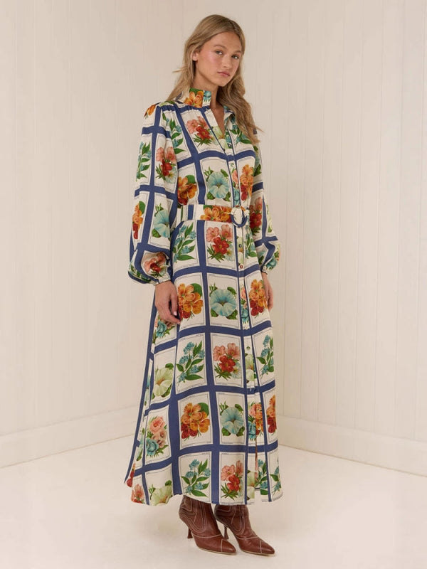 Elegant Stand Collar Maxi