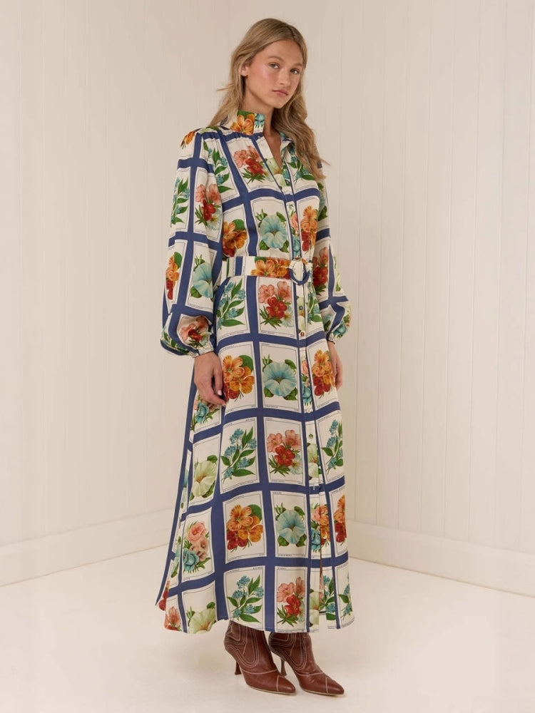 Elegant Stand Collar Maxi