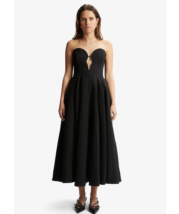 Elegant Retro Inspired Strapless Midi Dress
