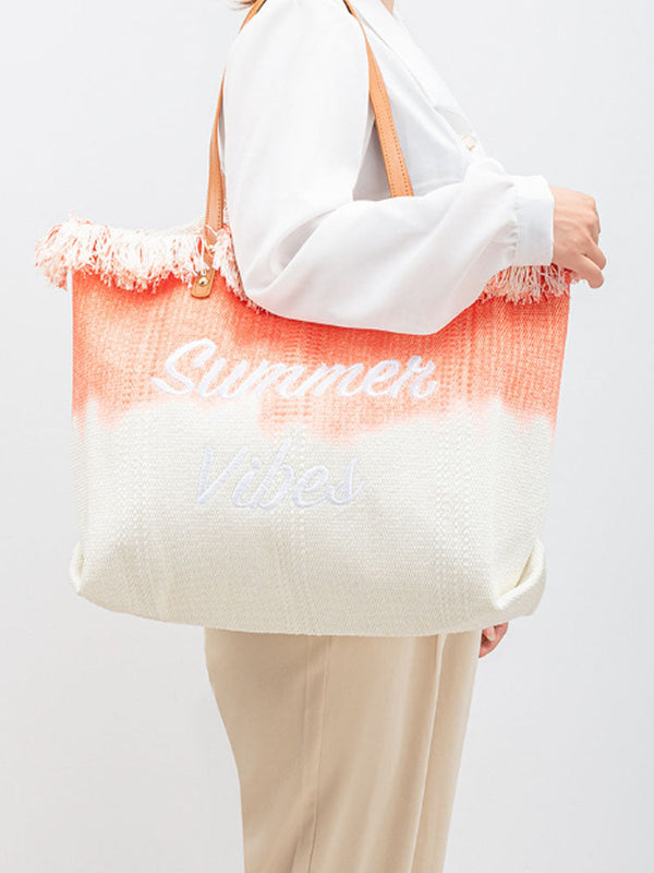 İki Renkli Nakışlı Bez Çanta