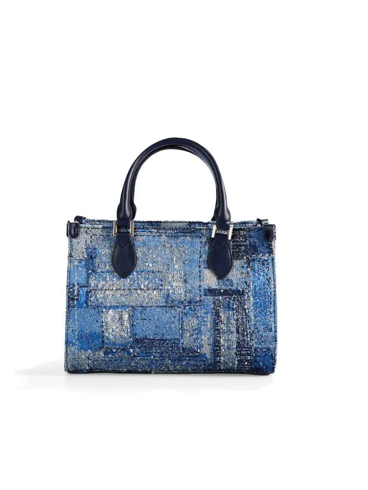 Deep Blue Structured Heavy-Stitch Tote Bag