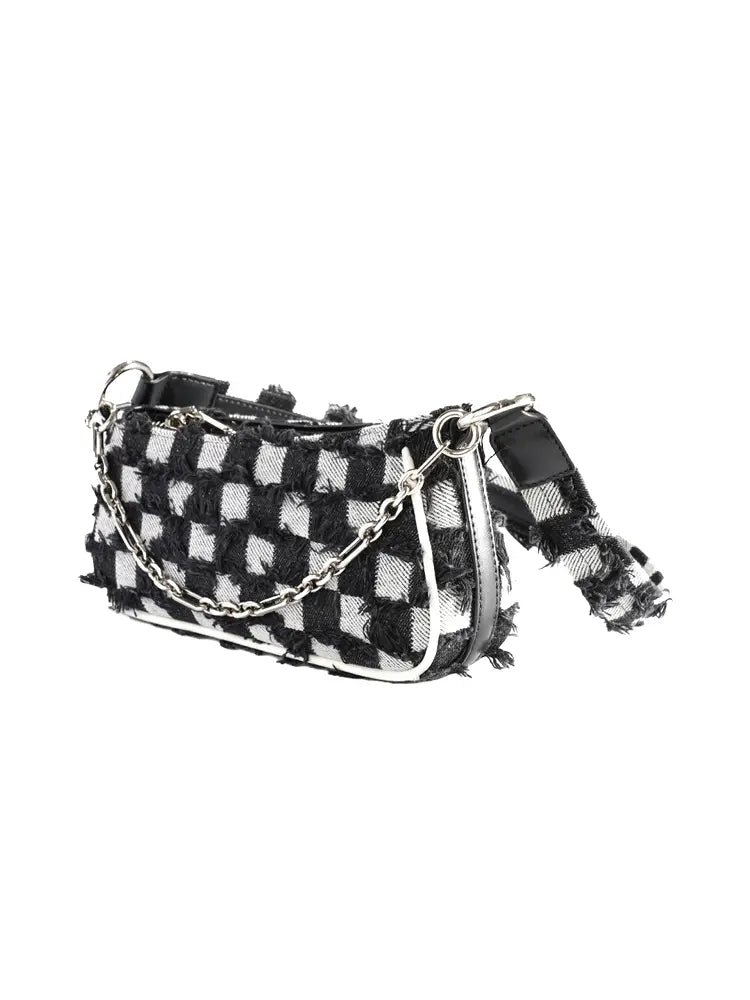 Checkerboard Chain Top Handle Shoulder Bag