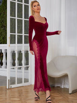 Şık Dantel Uzun Akşam Elbisesi