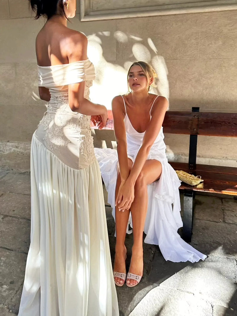 Ethereal Cascade Elbise - Beyaz Melek (%100 Pamuk)