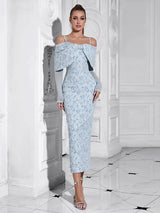 Şık Tek Omuzlu Çiçekli File Elbise