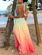 Backless Halter Gradient Dress