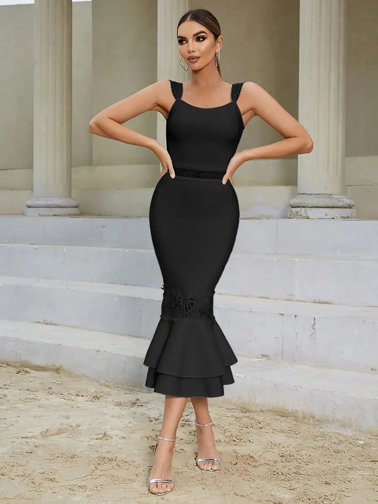 Seksi Dantel Bandaj Balık Kuyruğu Elbise